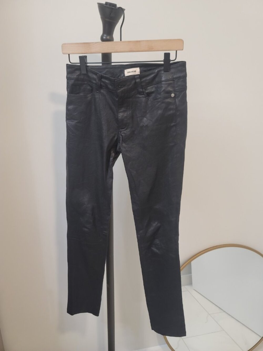 ZADIG & VOLTAIRE Phlame Cuir Black Lamb Leather Pants Sz 36 EU